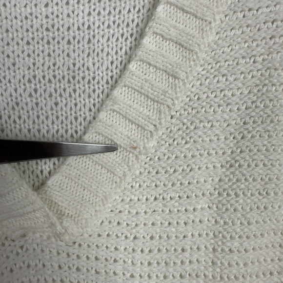 Neiman Marcus Sweater Women S Ivory Open Knit Pullover Coastal Preppy Minimalist - Picture 6 of 6